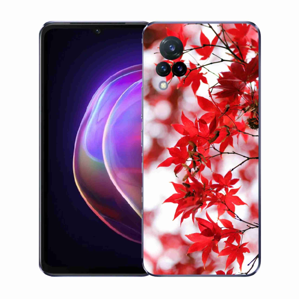 Gelový kryt mmCase na Vivo V21 4G/5G - červené listy