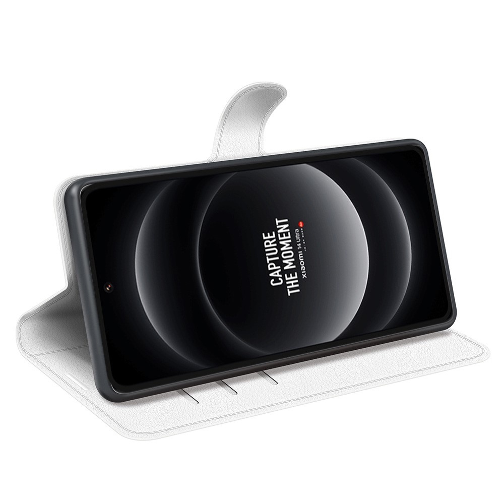 Litchi knížkové pouzdro na Xiaomi 14 Ultra - bílé