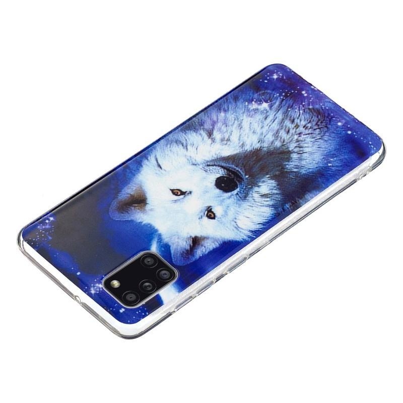 Noctilucent gelový obal na mobil Samsung Galaxy A31 - bílý vlk