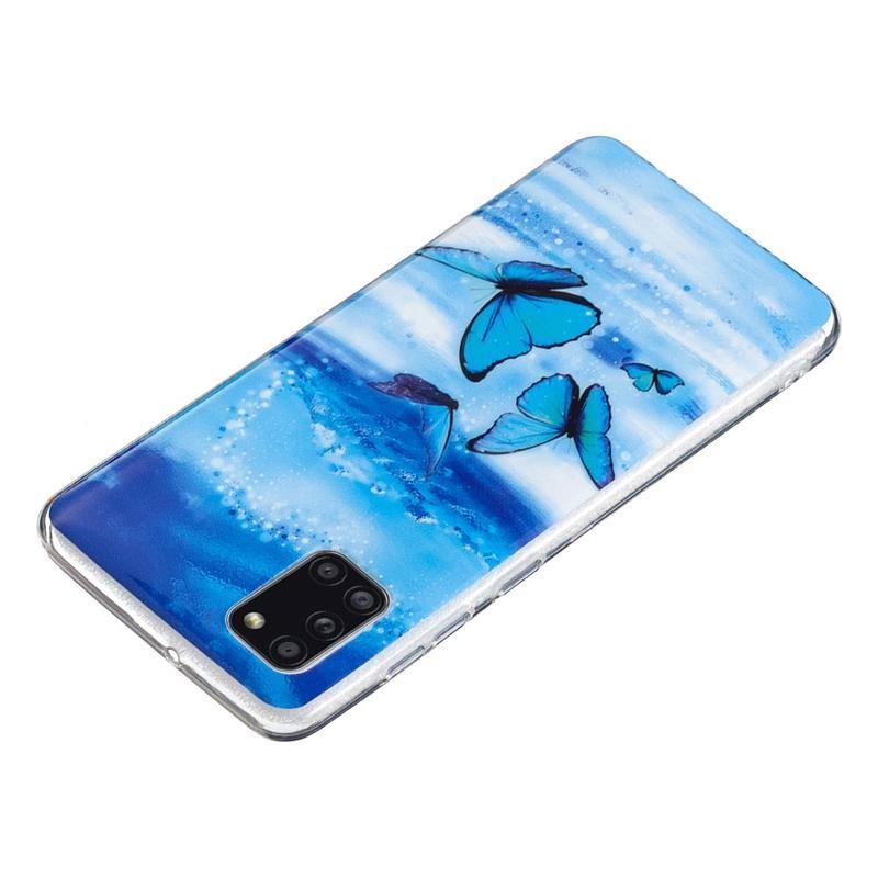 Noctilucent gelový obal na mobil Samsung Galaxy A31 - modrý motýl