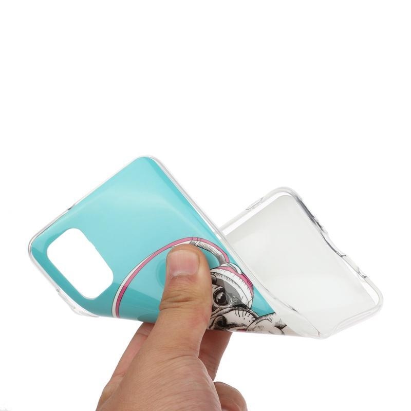 Noctilucent gelový obal pro mobil Samsung Galaxy A41 - pes se sluchátky
