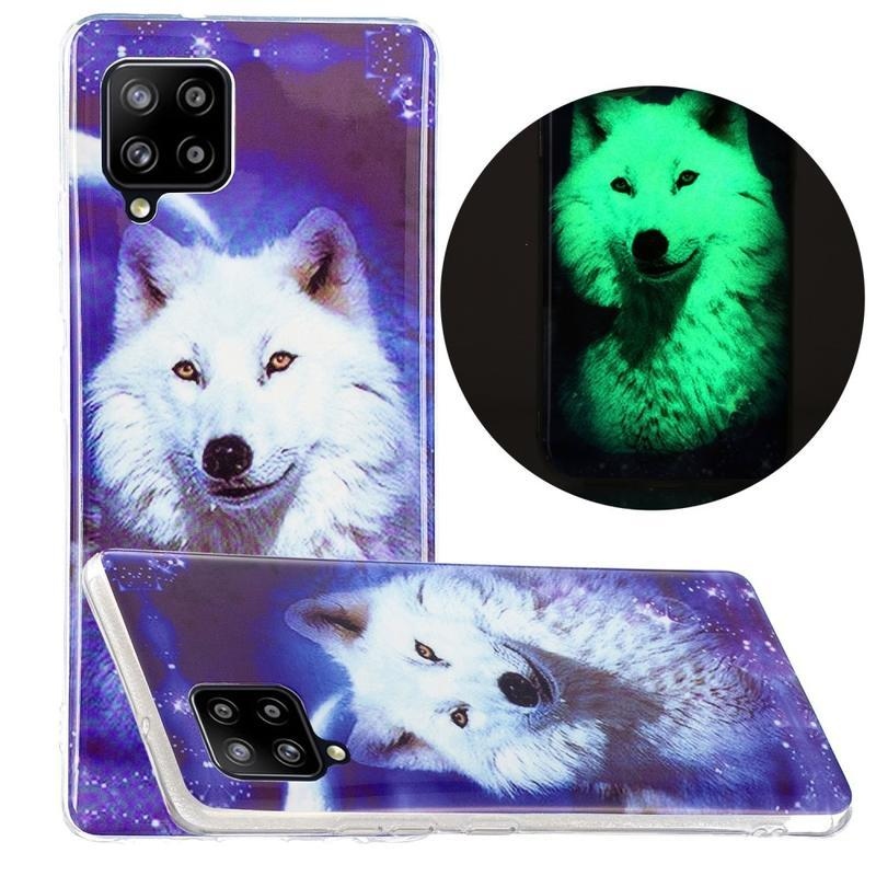 Noctilucent gelový obal pro mobil Samsung Galaxy A42 5G - usmívající se vlk