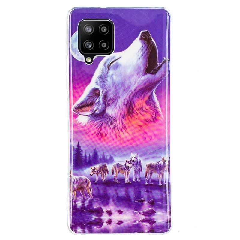Noctilucent gelový obal pro mobil Samsung Galaxy A42 5G - vyjící vlk