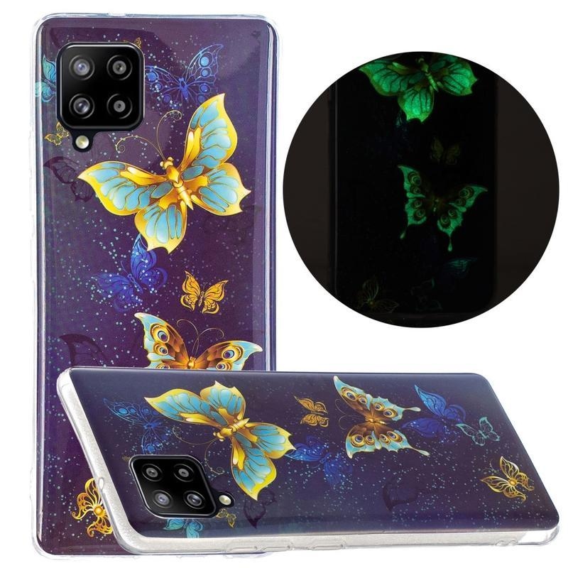 Noctilucent gelový obal pro mobil Samsung Galaxy A42 5G - zlatý motýl