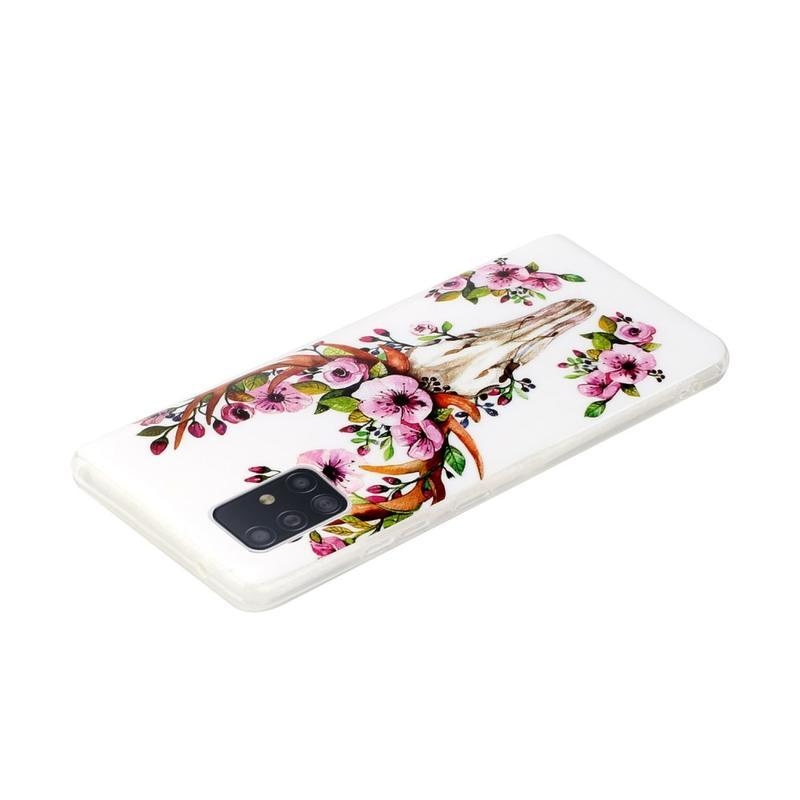 Noctilucent gelový obal pro mobil Samsung Galaxy A51 5G - lebka s květy