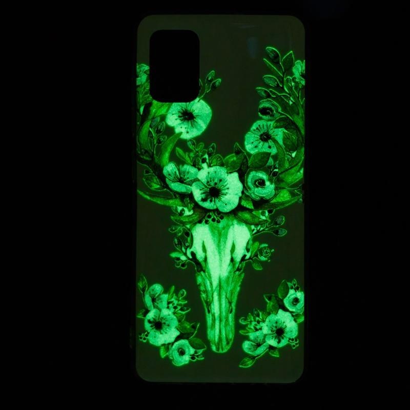 Noctilucent gelový obal pro mobil Samsung Galaxy A51 5G - lebka s květy