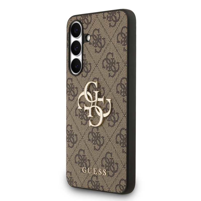 Guess PU 4G Metal Logo Zadní Kryt pro Samsung Galaxy S25 FE Brown