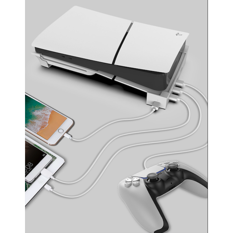 iPega P5S008 Horizontální Stojan s USB HUB pro PS5 Slim White