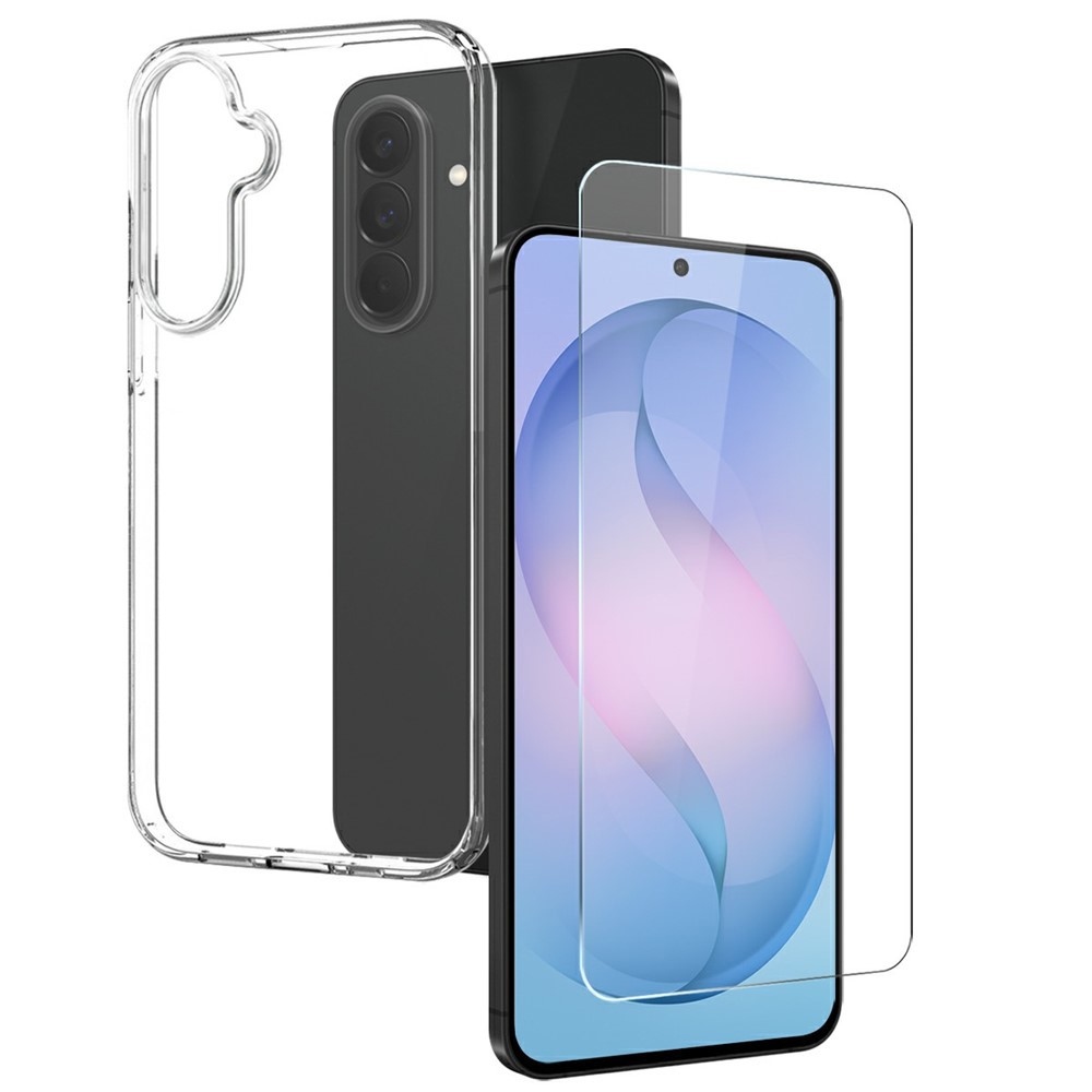 NORTHJO průhledný gelový obal + tvrzené sklo na Samsung Galaxy S26 FE - průhledný