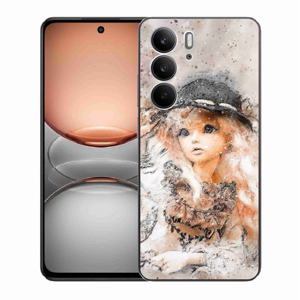 Gelový kryt mmCase na Realme C75 - holčička s kloboukem