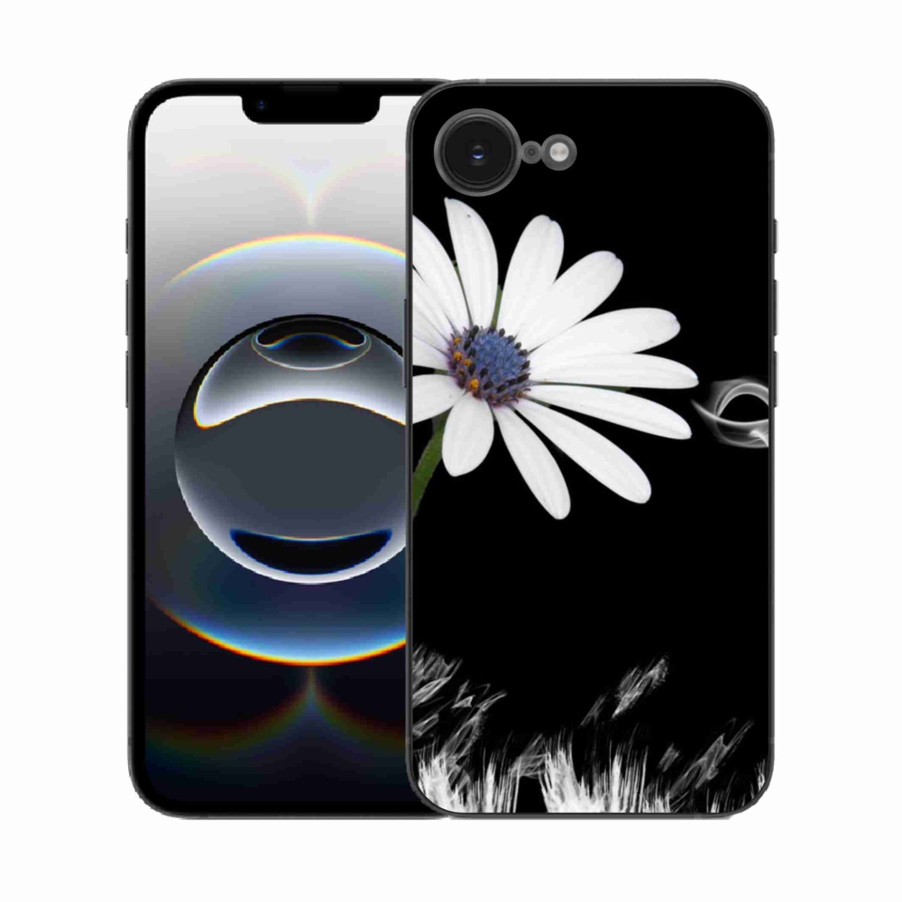 Gelový kryt mmCase na iPhone 16e - bílá květina