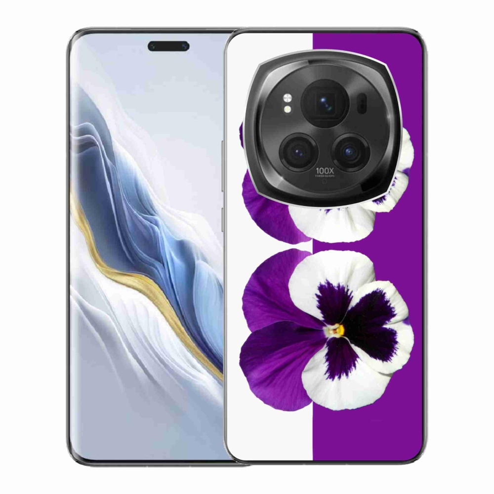 Gelový kryt mmCase na Honor Magic 6 Pro 5G - fialovobílý květ