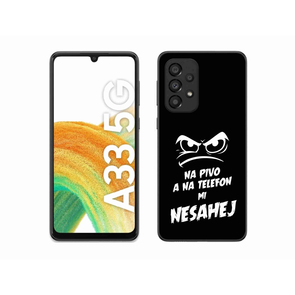 Gelový kryt mmCase na Samsung Galaxy A33 5G - pivní motiv 2 černé pozadí