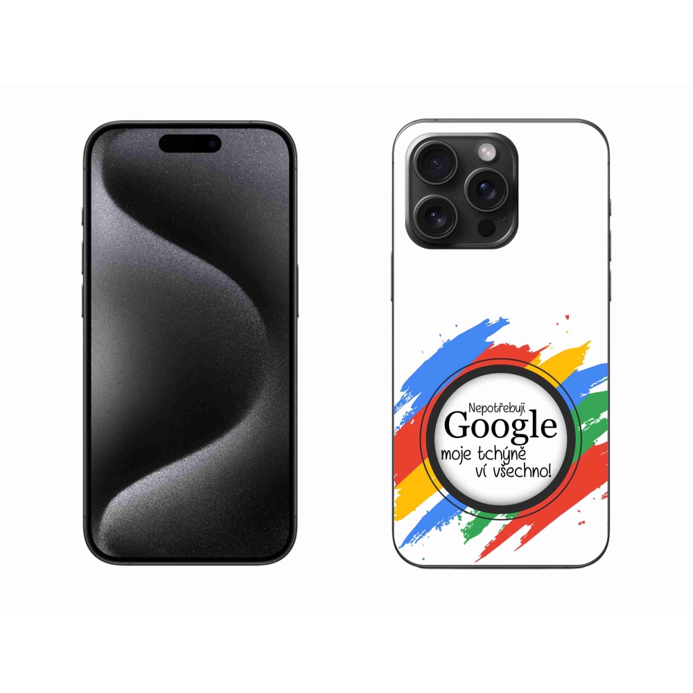 Gelový kryt mmCase na iPhone 15 Pro Max - tchýně ví všechno bílé pozadí