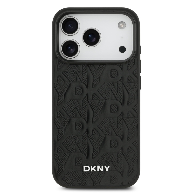 DKNY PU Leather Grid Pattern Magsafe Zadní Kryt pro iPhone 17 Pro Black