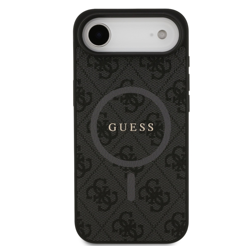 Guess PU Leather 4G Colored Ring MagSafe Zadní Kryt pro iPhone Air Black