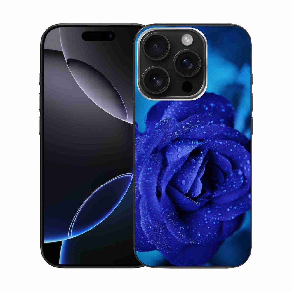 Gelový obal mmCase na iPhone 16 Pro - modrá růže
