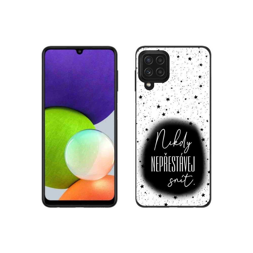 Gelový kryt mmCase na Samsung Galaxy A22 4G - citát 1 černobílé pozadí