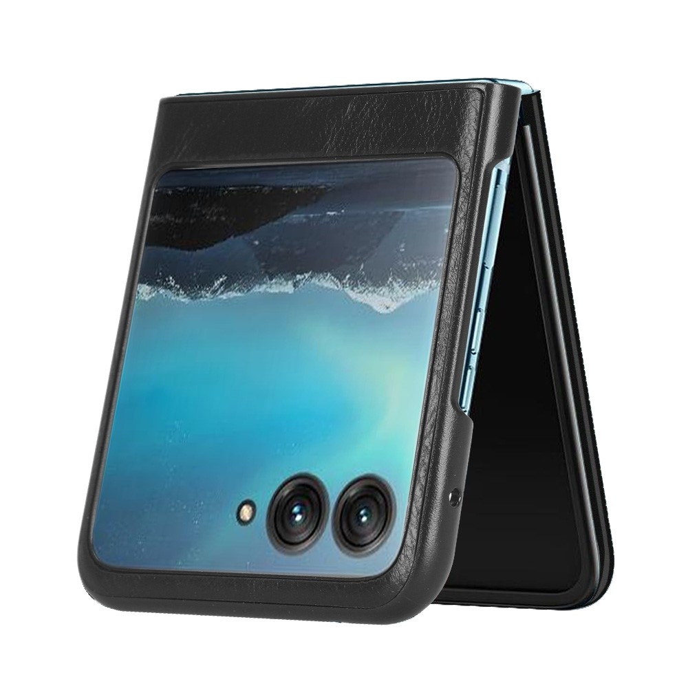 Vintages plastový kryt s umělou kůží na Motorola Razr 40 Ultra 5G - černý