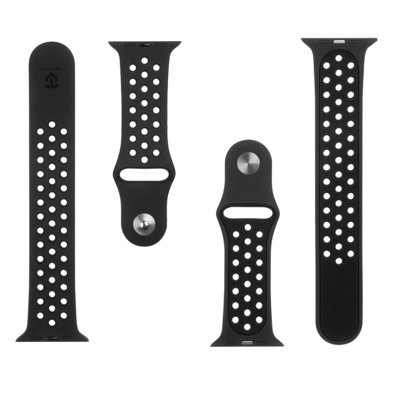 Tactical 161 Double Silikonový Řemínek pro Apple Watch 1/2/3/4/5/6/7/8/9/SE 42/44/45mm Black