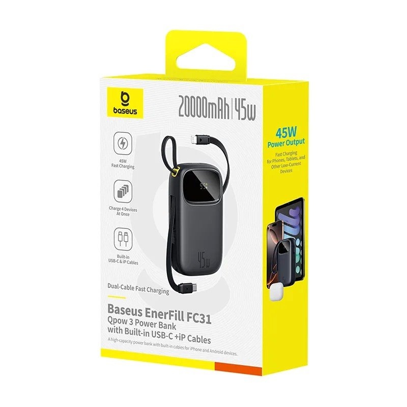 Baseus EnerFill FC31 QPow 3 45W Powerbanka 20000mAh Cosmic Black