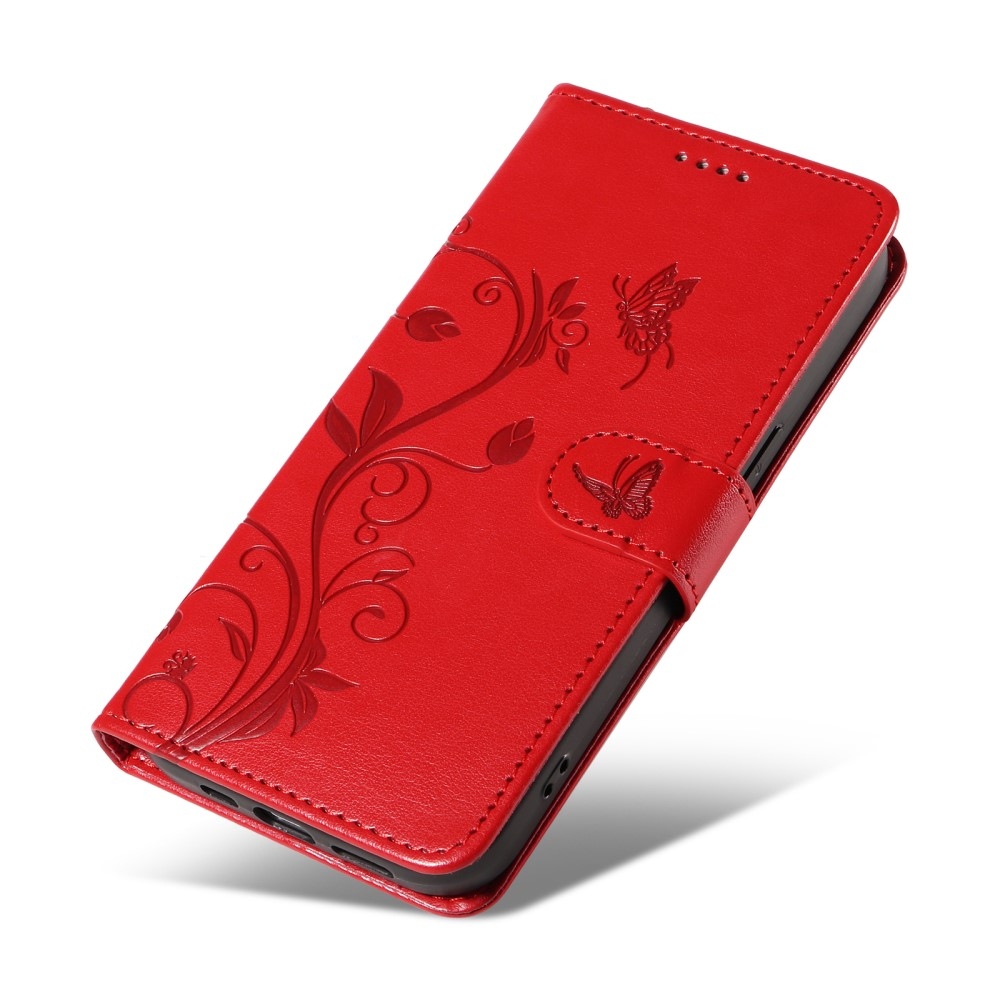 Flowers knížkové pouzdro na Xiaomi Redmi A3 - červené