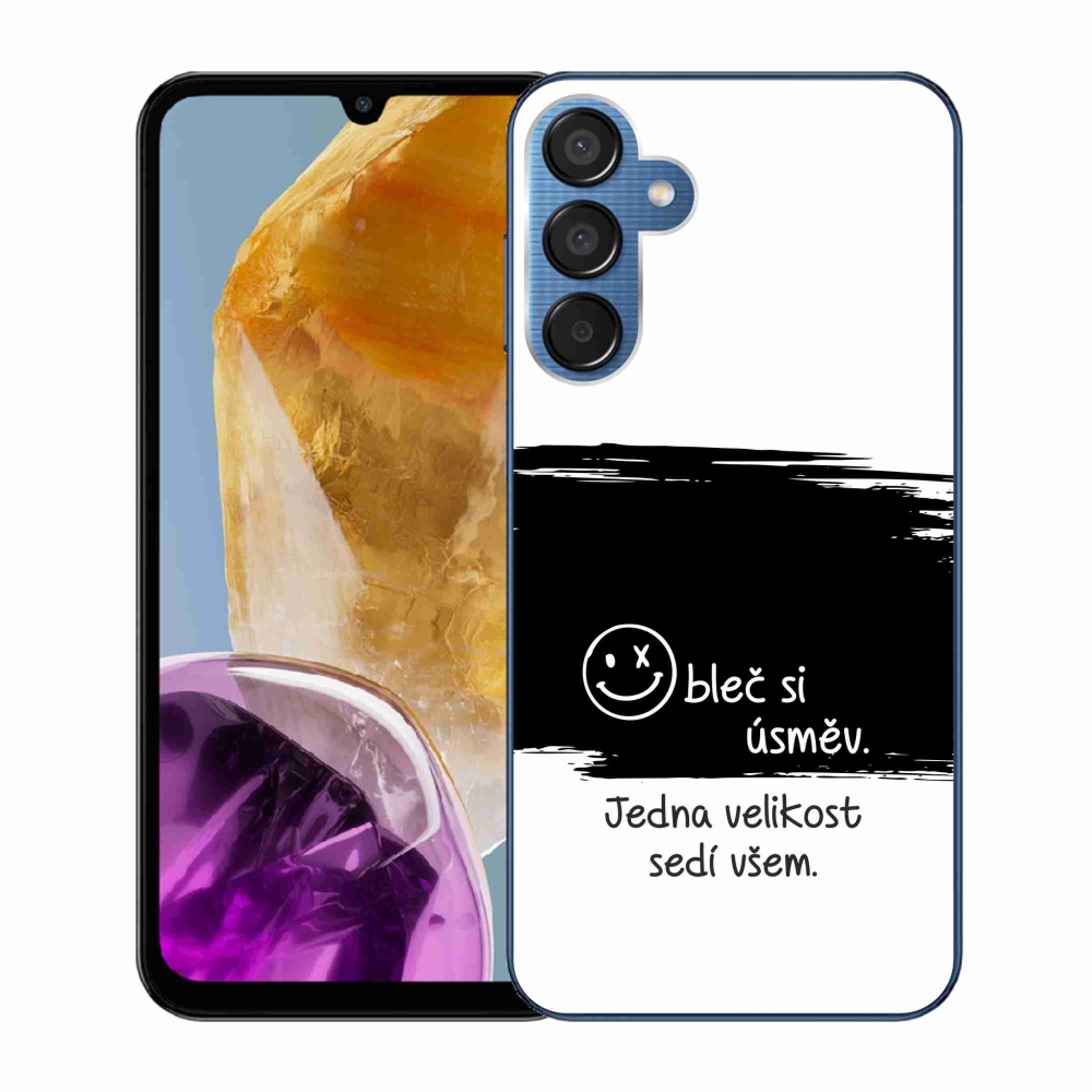Gelový kryt mmCase na Samsung Galaxy M15 5G - vtipný text 8 černobílé pozadí