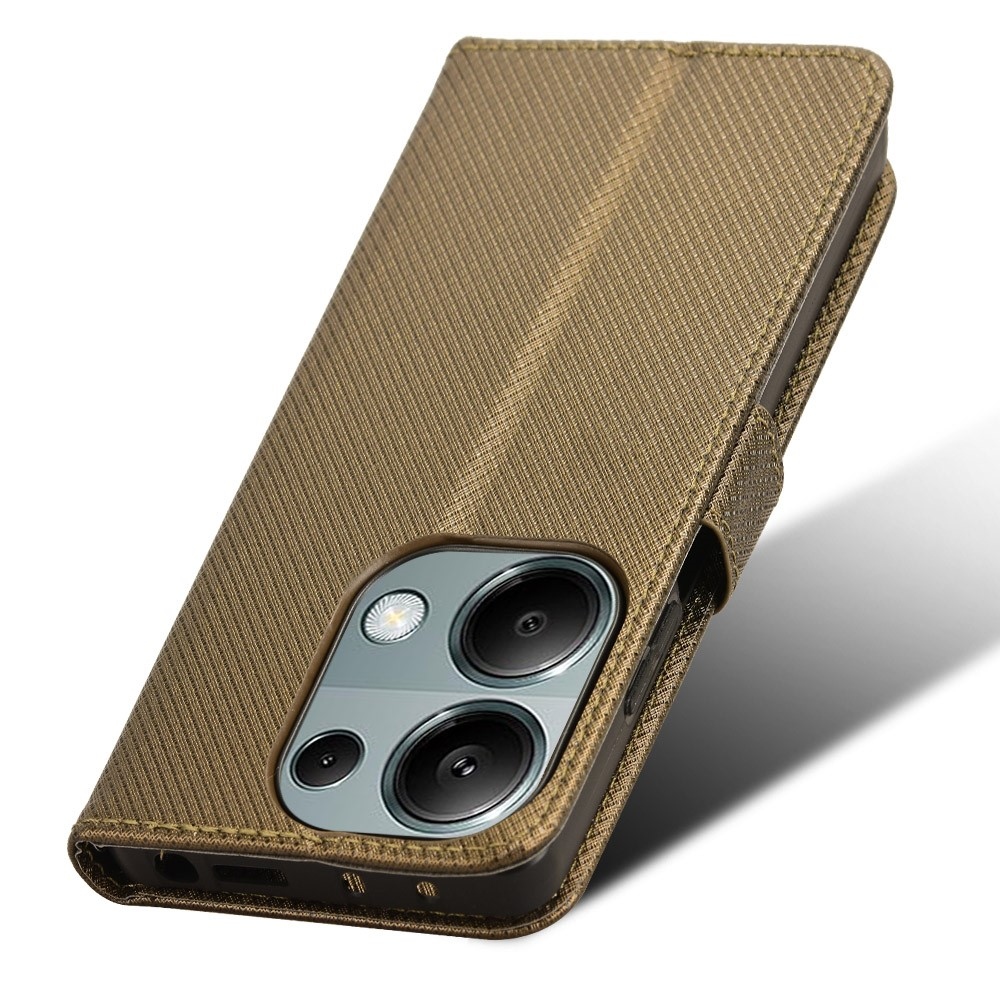 Diamond knížkové pouzdro na Xiaomi Redmi Note 14S/Note 13 Pro 4G/Poco M6 Pro - hnědé