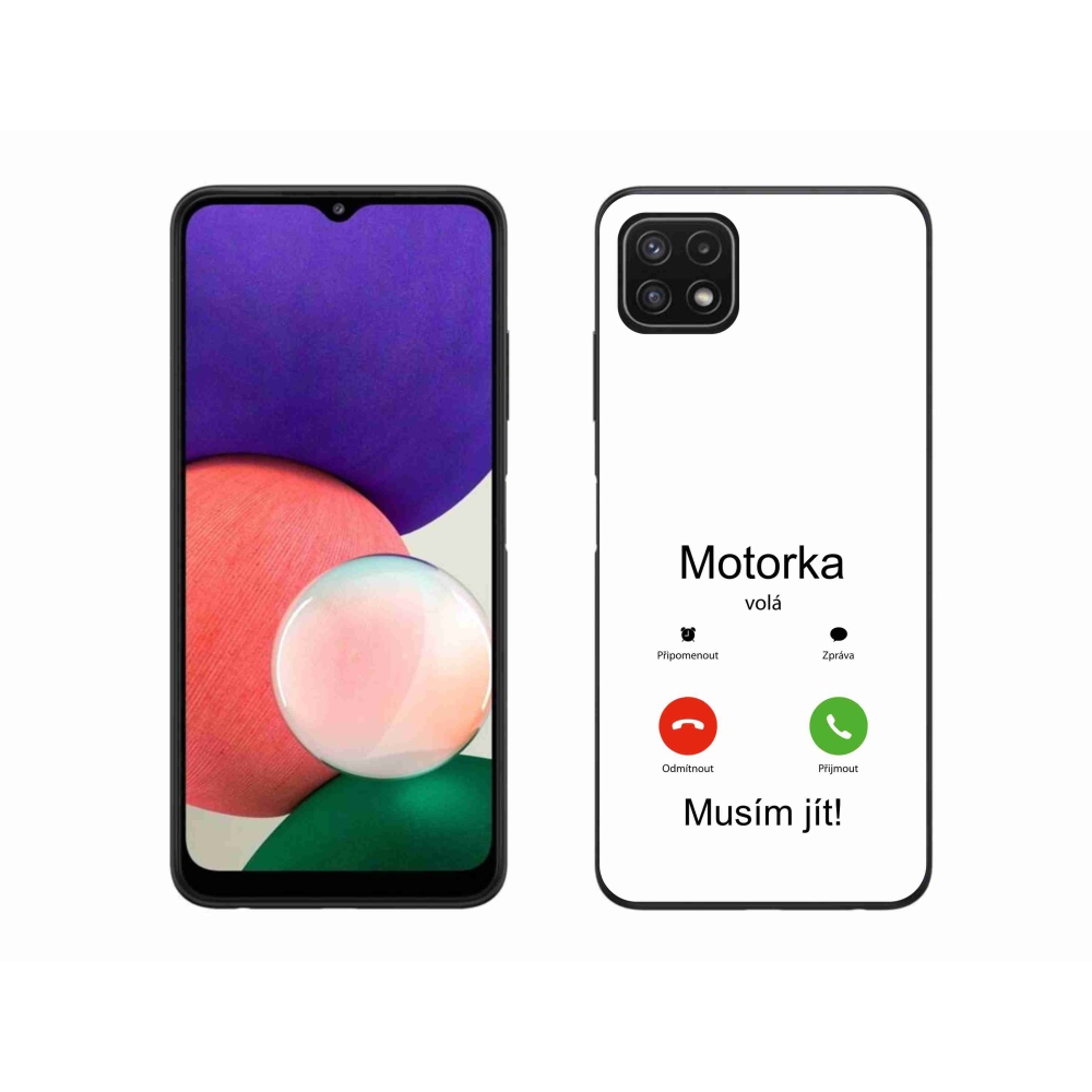 Gelový kryt mmCase na Samsung Galaxy A22 5G - motorka volá bílé pozadí