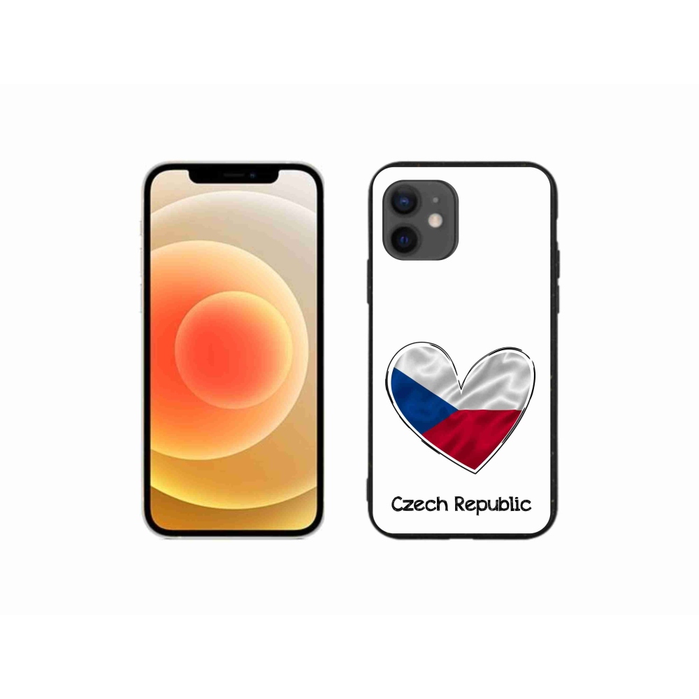 Gelový kryt mmCase na iPhone 12 mini - vlajka srdce bílé pozadí