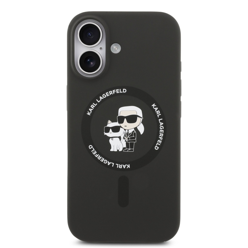 Karl Lagerfeld Liquid Silicone Karl and Choupette MagSafe Zadní Kryt pro iPhone 17 Black