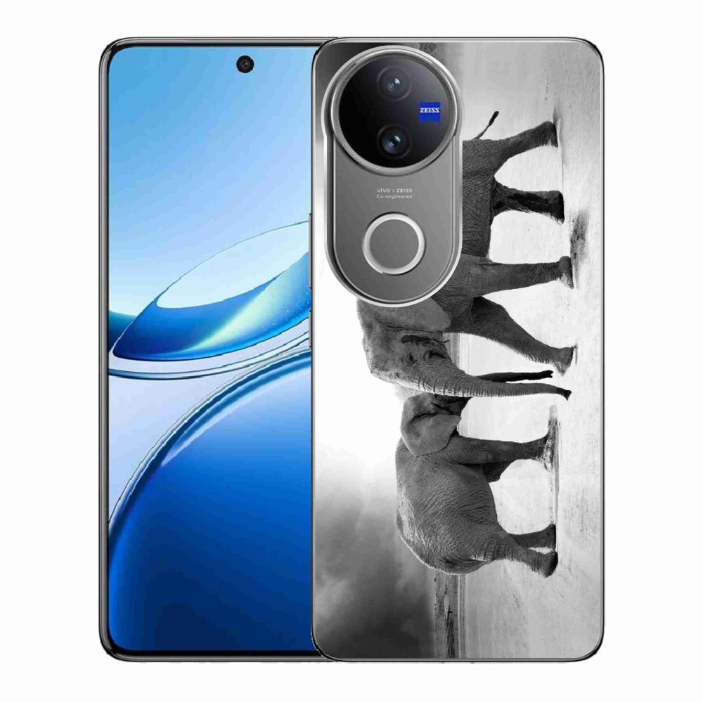 Gelový kryt mmCase na Vivo V50 5G - černobílí sloni
