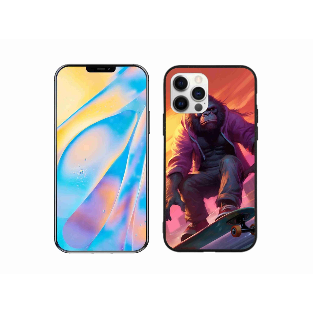 Gelový kryt mmCase na iPhone 12 Pro - gorila na skateboardu