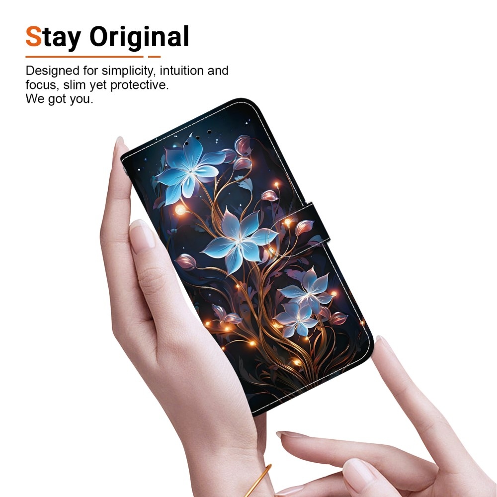 Versatile knížkové pouzdro na Samsung Galaxy A36 5G/A56 5G - modré květy