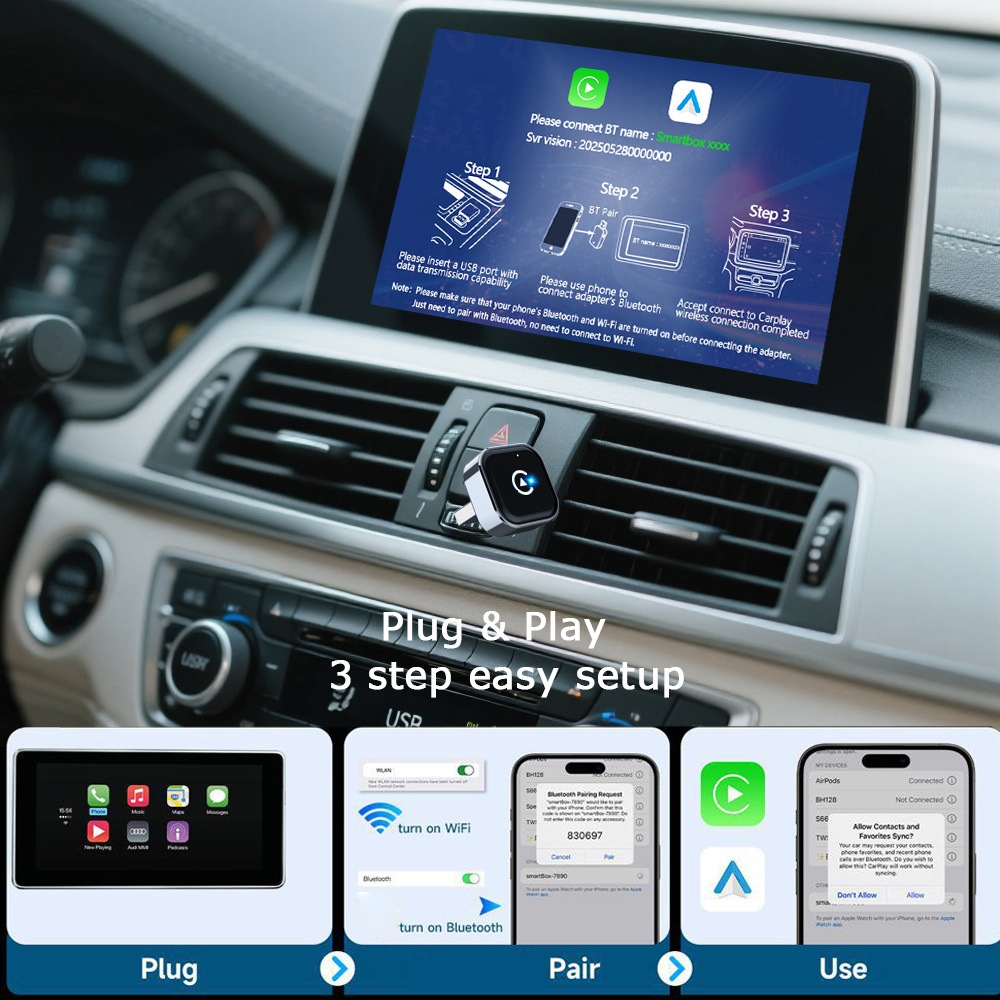 K16C mini adaptér bezdrátový CarPlay a Android Auto USB-A