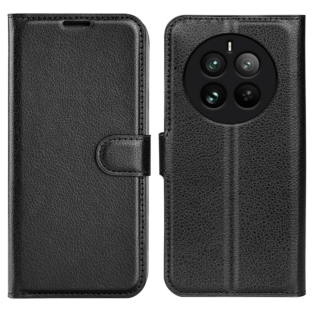 Litchi knížkové pouzdro na Realme 12 Pro 5G/12 Pro+ 5G - černé