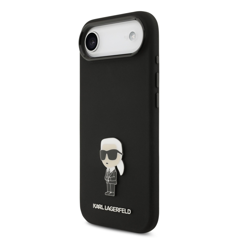 Karl Lagerfeld Liquid Silicone Metal Ikonik Zadní Kryt pro iPhone Air Black