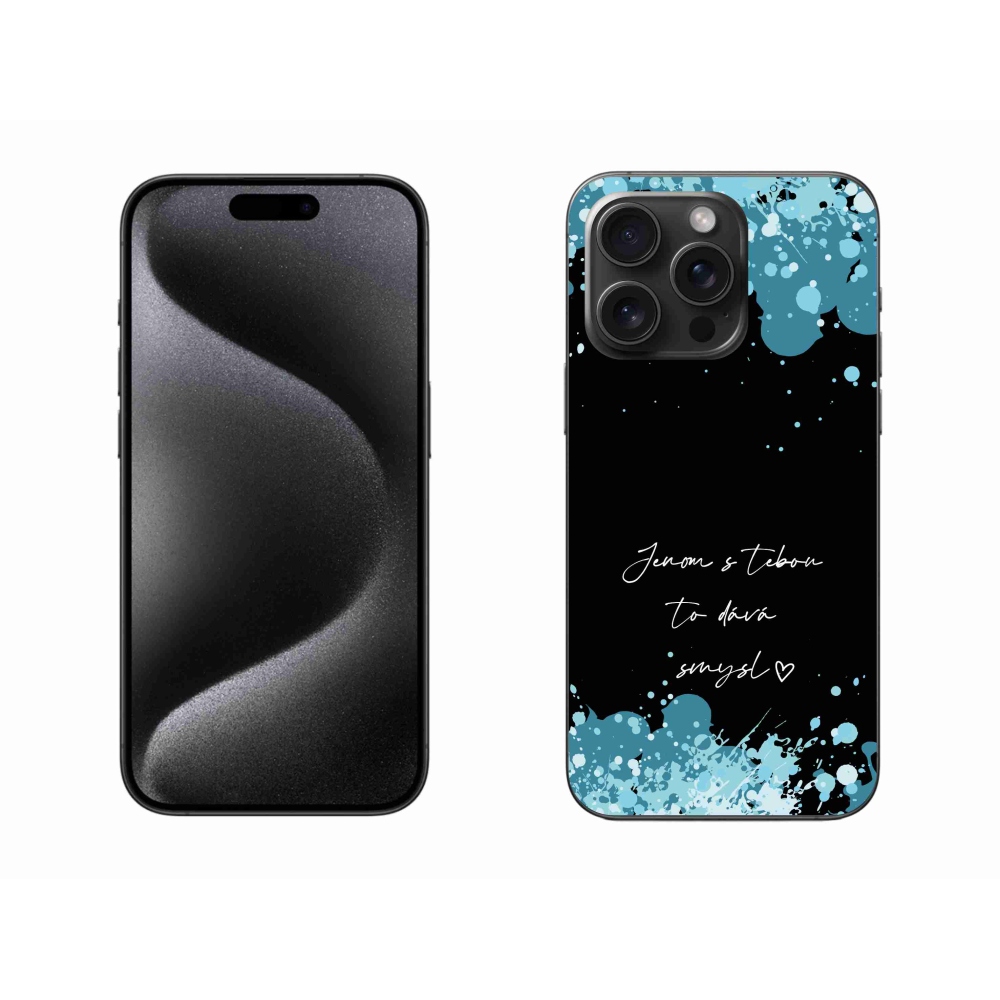 Gelový kryt mmCase na iPhone 15 Pro Max - zamilovaný text černé pozadí