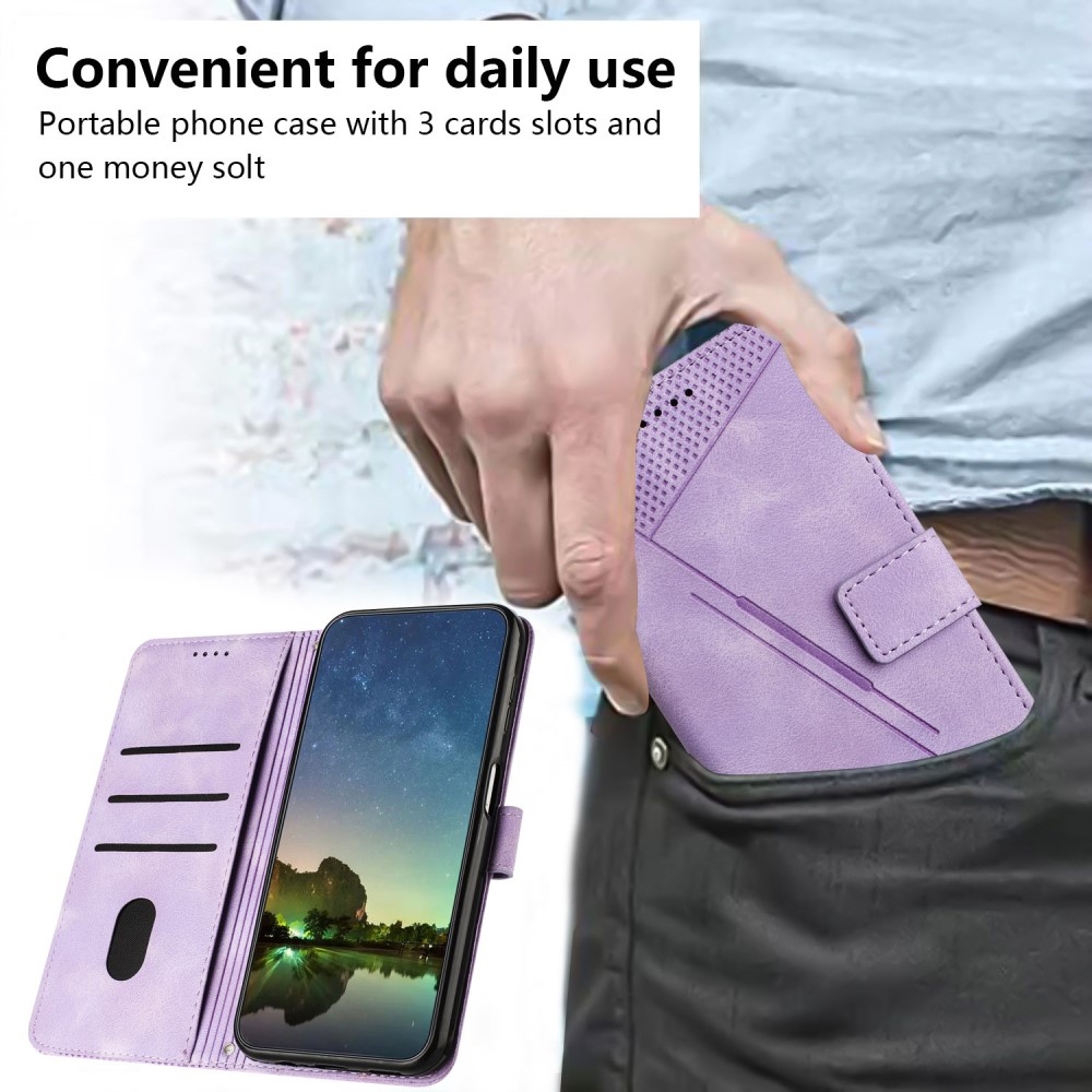 Triangle knížkové pouzdro na Samsung Galaxy S25 - fialové