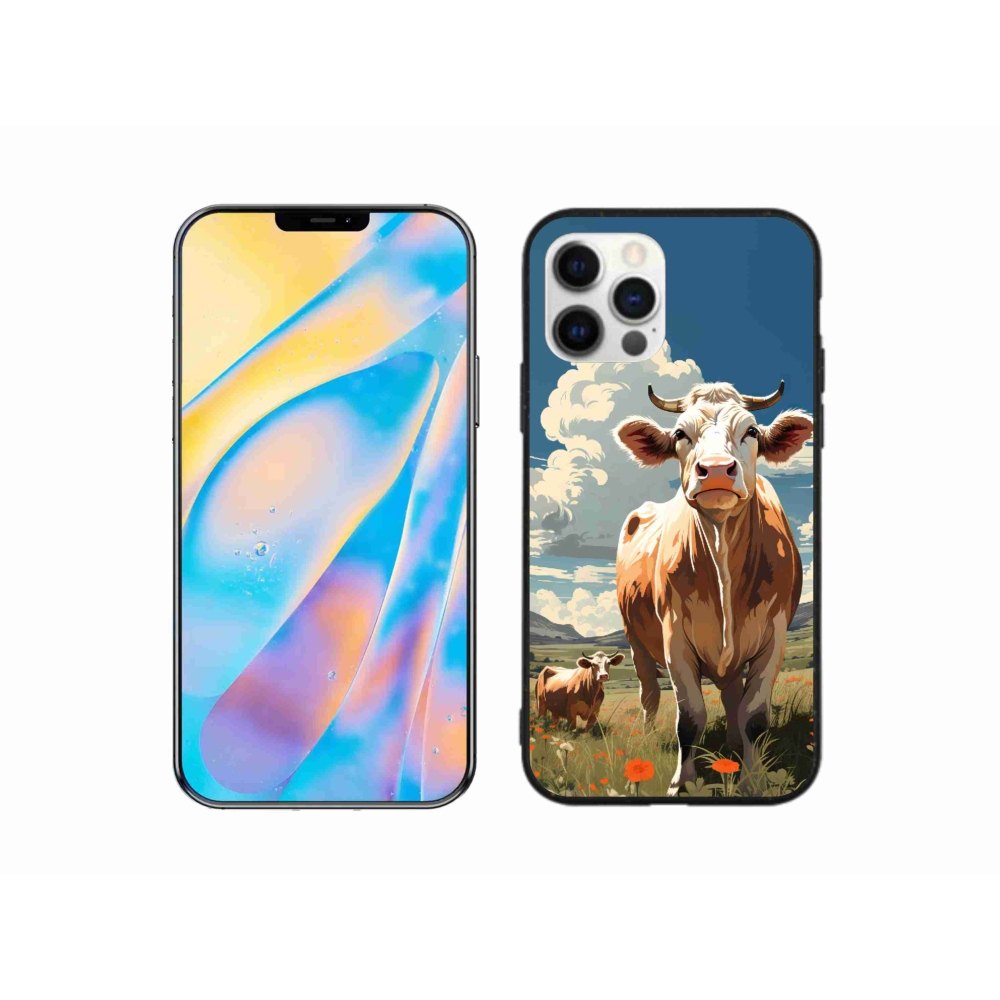 Gelový kryt mmCase na iPhone 12 - krávy na louce