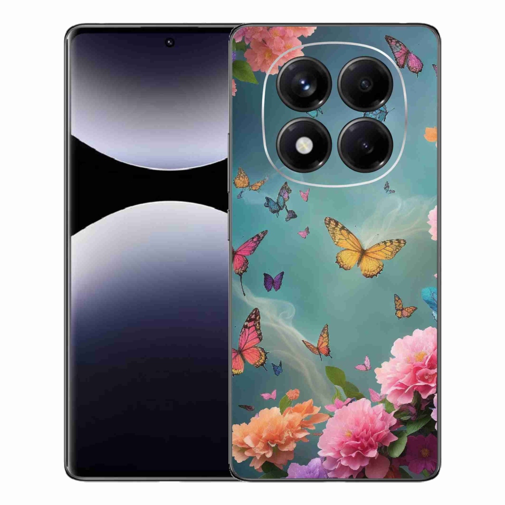 Gelový kryt mmCase na Xiaomi Redmi Note 14 Pro - barevné květy a motýli