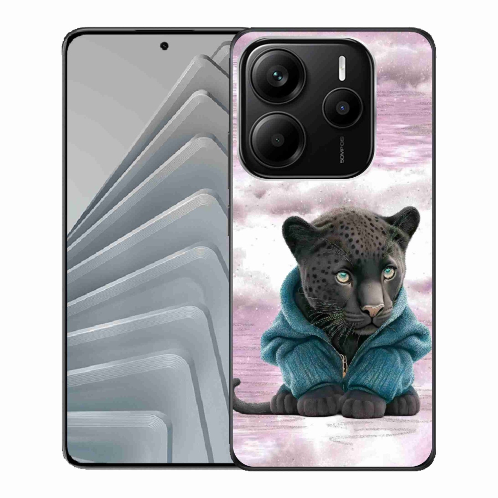 Gelový kryt mmCase na Xiaomi Redmi Note 14 5G - černý panter ve svetru