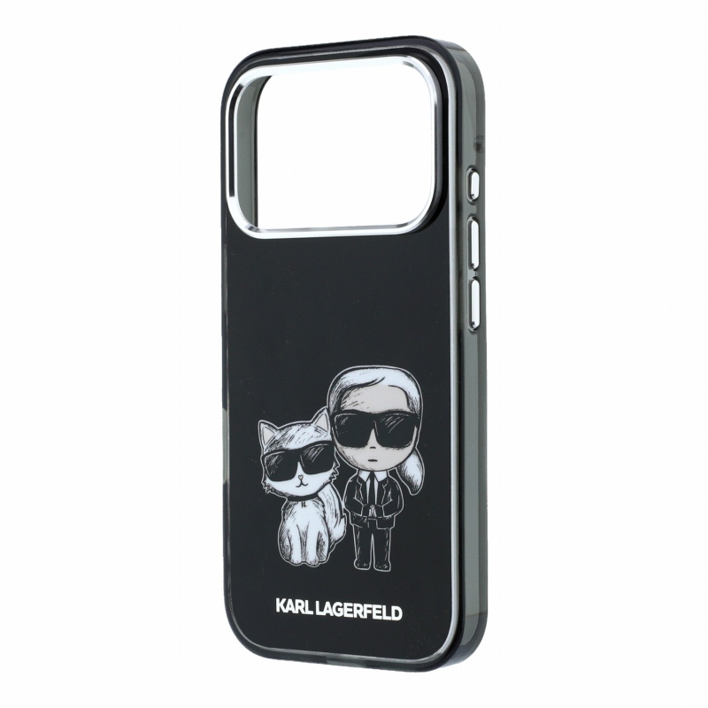 Karl Lagerfeld PU Semi Wrap Smooth Sketch Bodies Magsafe Zadní Kryt pro iPhone 18 Pro Black