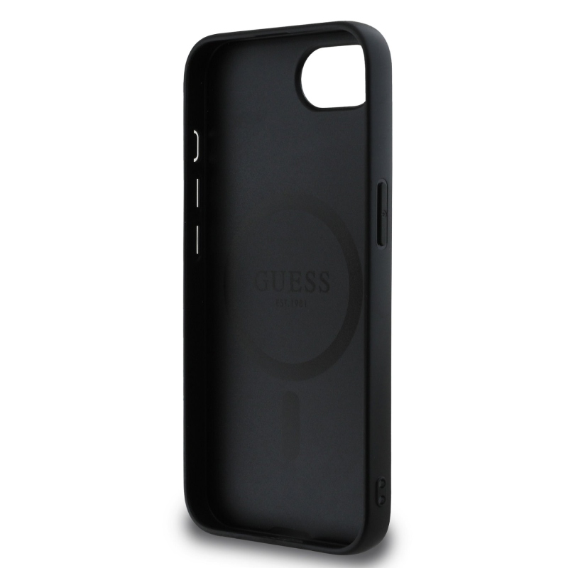 Guess PU Leather 4G Colored Ring MagSafe Zadní Kryt pro iPhone 16e Black