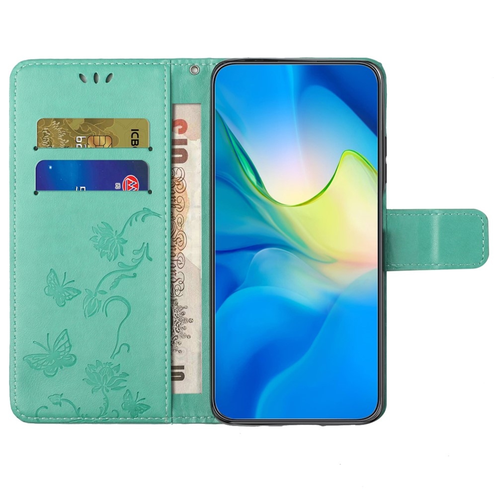 Flower knížkové pouzdro na Xiaomi Redmi 12 4G/5G - modrozelené