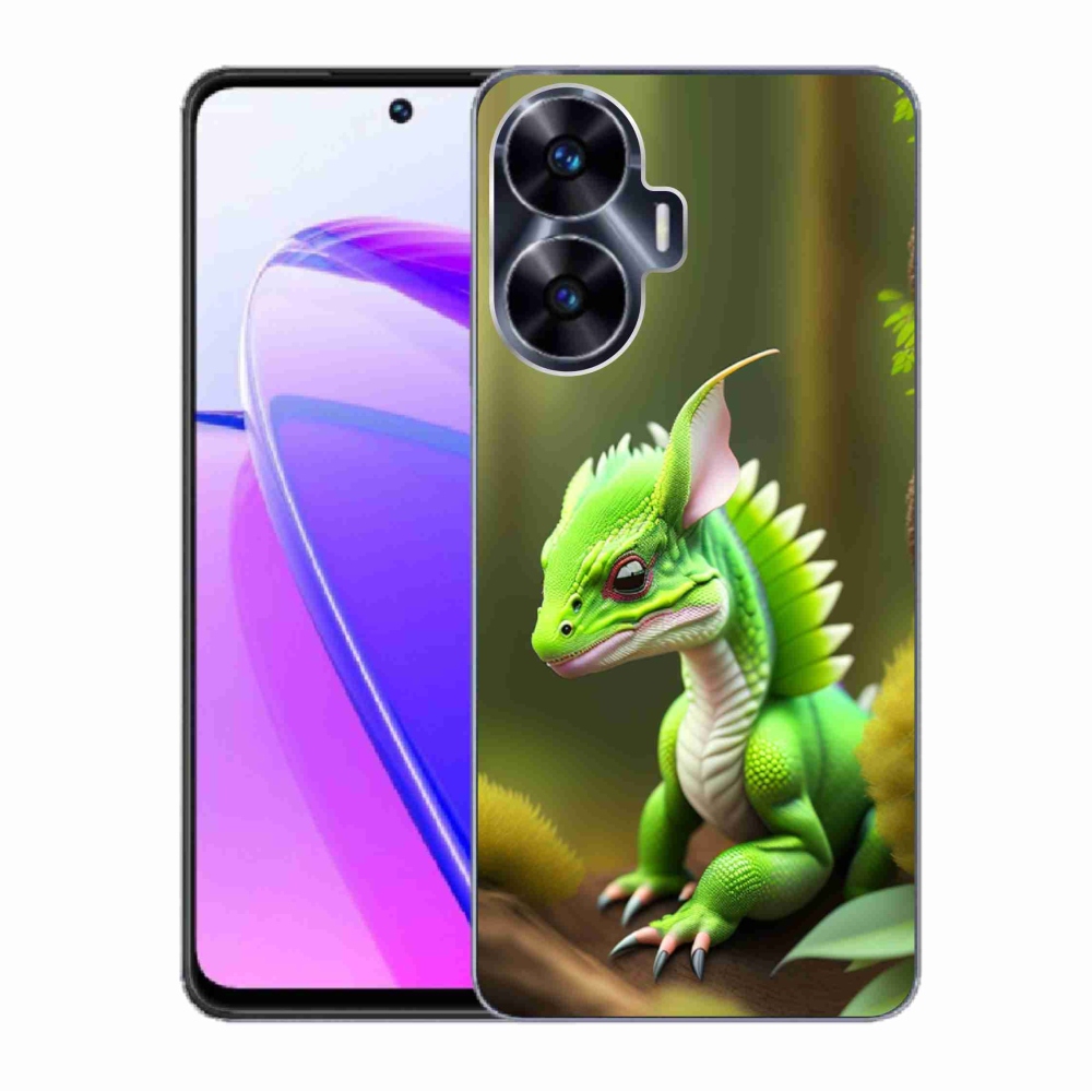 Gelový kryt mmCase na Realme C55 - zelený dráček