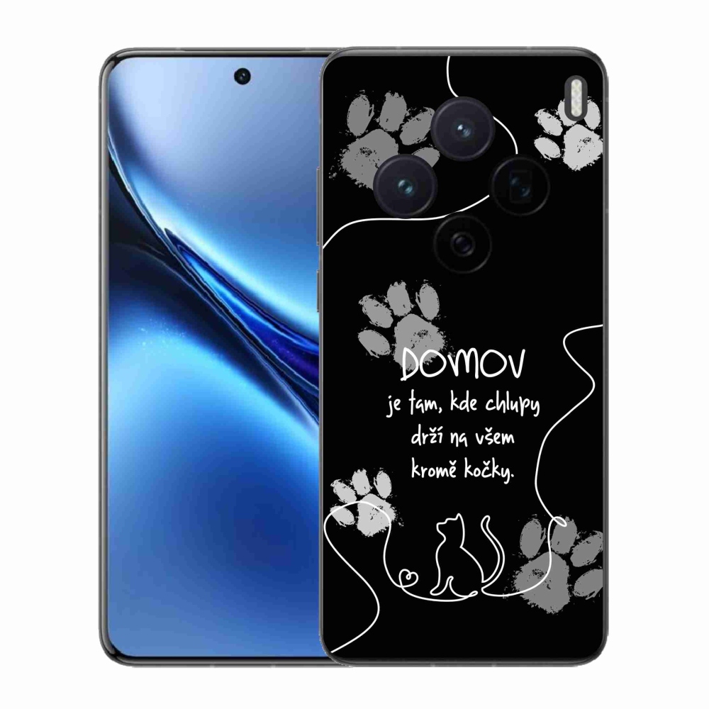 Gelový kryt mmCase na Vivo X200 5G - kočičí motiv černé pozadí