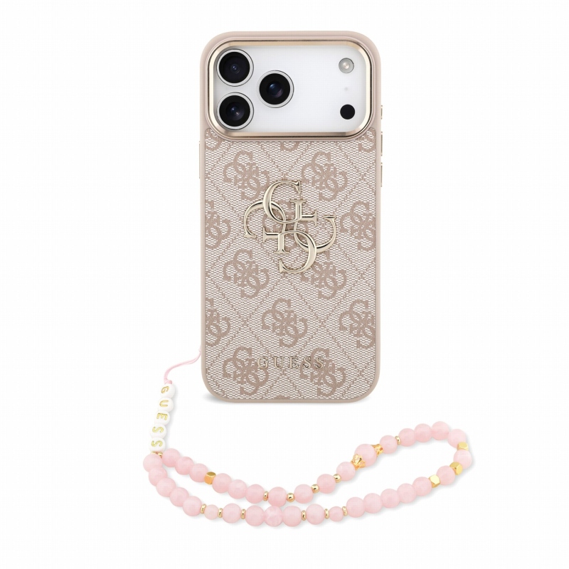Guess PU 4G Metal Logo Strap Zadní Kryt pro iPhone 18 Pro Max Pink