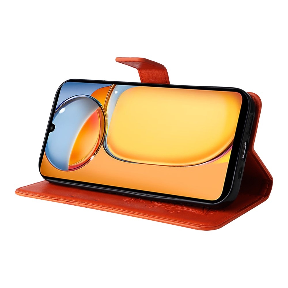 Big Butterfly knížkové pouzdro na Xiaomi Poco C65/Redmi 13C - oranžové