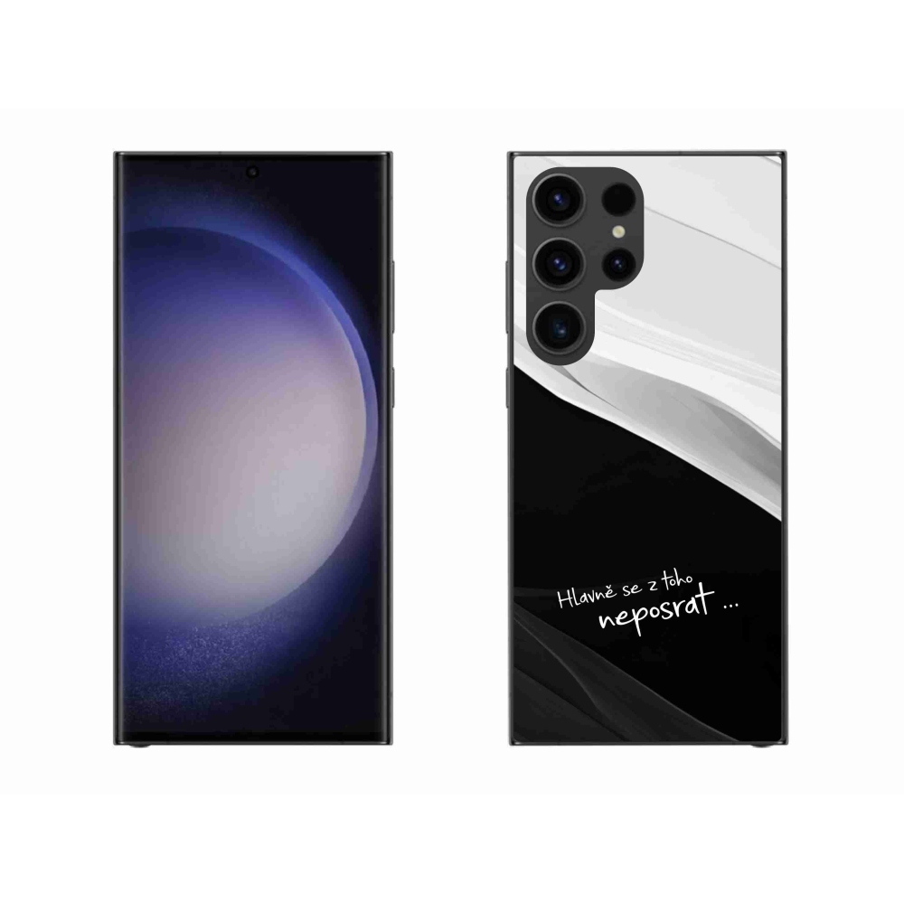 Gelový kryt mmCase na Samsung Galaxy S23 Ultra 5G - vtipný text 13 černobílé pozadí